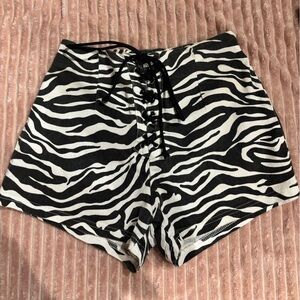 Beginning Boutique Black and White Animal Print Shorts